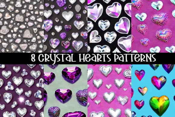 8 Crystal Hearts Seamless Patterns: A Versatile Design Resource for Creatives