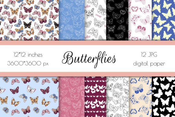 Butterflies Patterns JPG Digital Paper