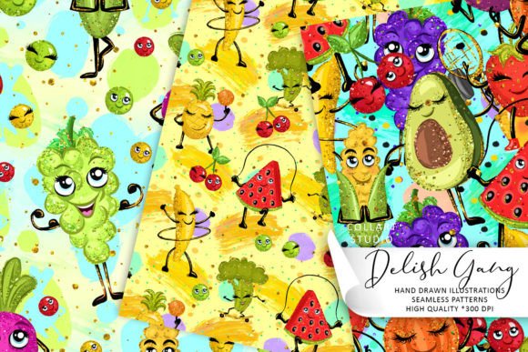 Cute Vegetables Seamless Patterns