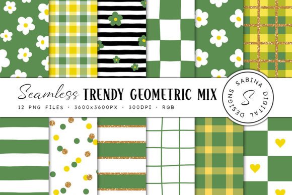 Green Yellow Trendy Seamless Patterns: A Versatile Resource for Creative Projects