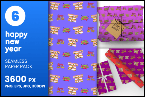 Happy New Year Seamless Patterns