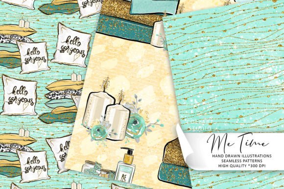 Me Time, Spa, Selflove, Beauty Patterns: Elevating Creativity with Hand-Drawn Art