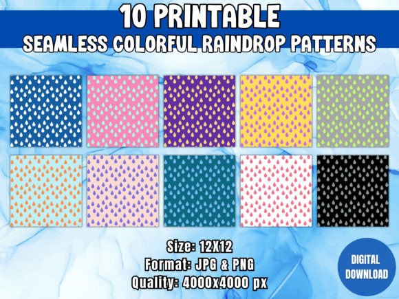 Seamless Colorful Raindrops Patterns: A Versatile Design Resource for Creatives